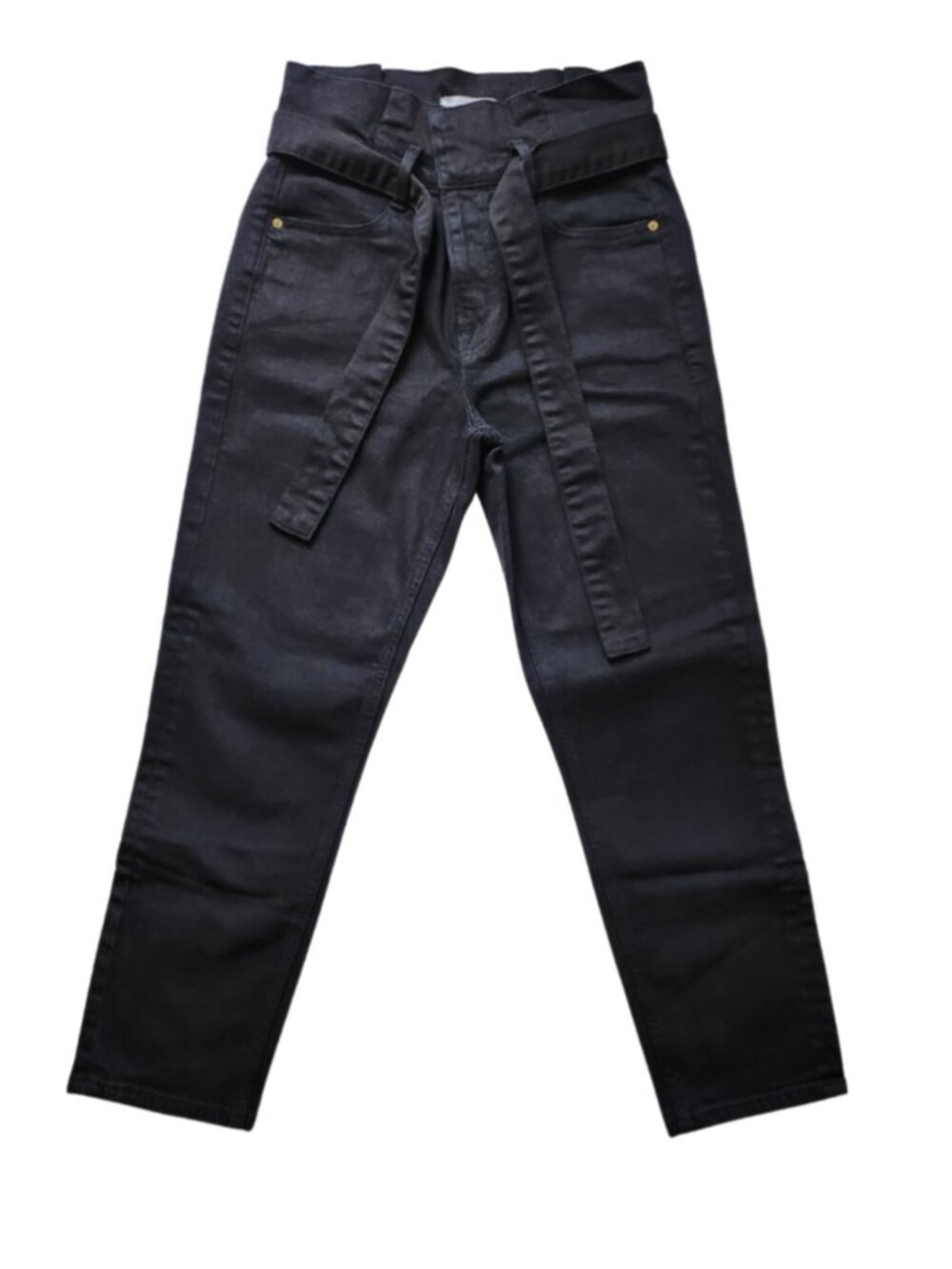 Frame Boyfriend Paperbag Belted Black Denim High Rise Women Jeans US Size 26